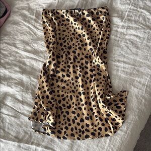 Leopard Print Satin Skirt